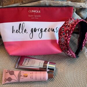 Kate Spade X Clinique Makeup Bag , Foundation, Hand cream, and Headband
